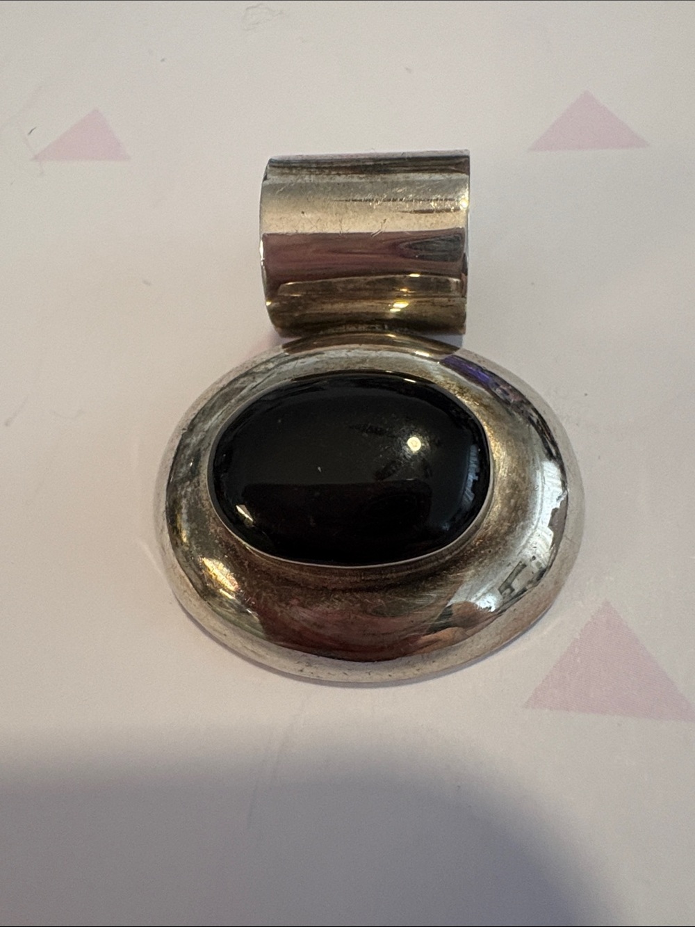 Sterling Silver Pendant with Black Onyx Oval Stone